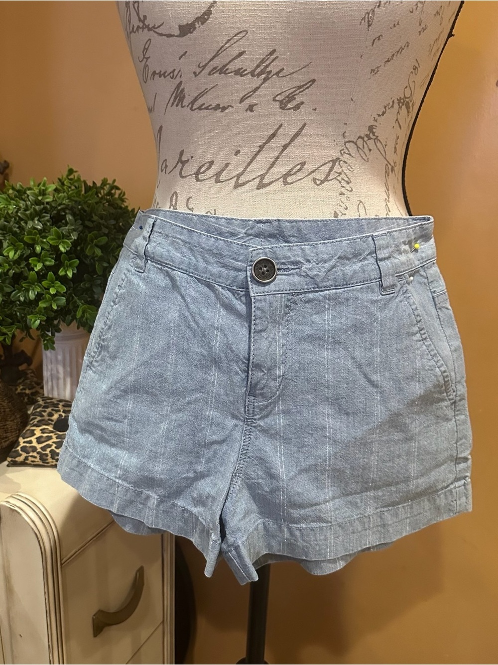 Armani Exchange Y2K high-waisted pinstripe chambray shorts